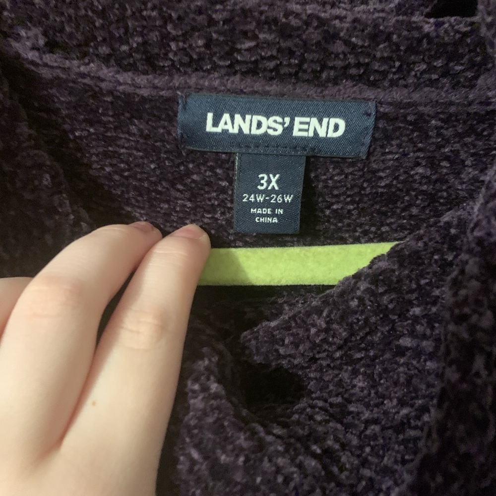 TWO Lands End Chenille sweaters in Plum and Gray - Picture 2 of 4